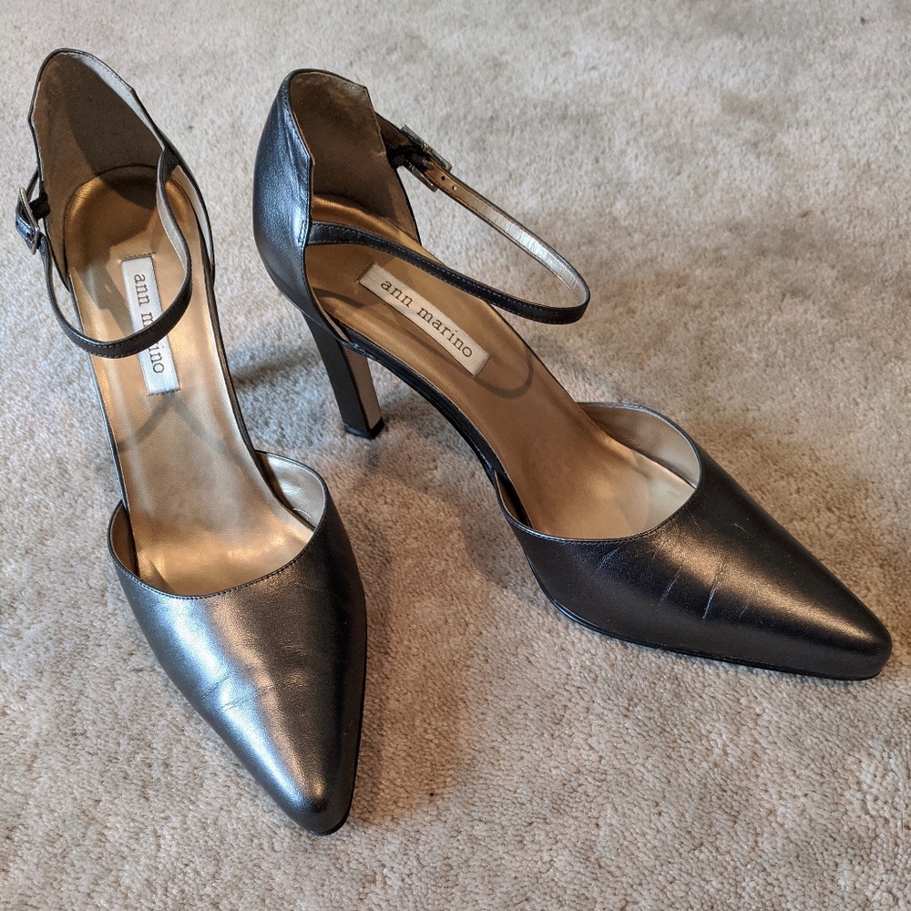 Ann Marino Metallic Pewter Heels
